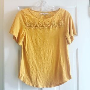 LOFT Yellow Short Sleeve Shirt